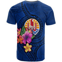 Tahiti Polynesian T Shirt Floral With Seal Blue - Polynesian Pride