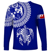 Tonga Long Sleeve Shirt Tongan Blue Turtle - LT12 - Polynesian Pride