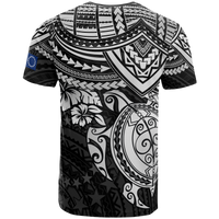 Cook Islands Polynesian T Shirt Cook Islands Flag White Turtle Hibiscus - Polynesian Pride