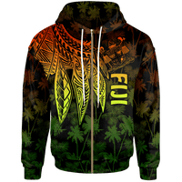 Fiji Zip up Hoodie Polynesian Wings (Reggae) Unisex Blue - Polynesian Pride