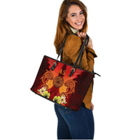American Samoa Large Leather Tote - Tribal Tuna Fish - Polynesian Pride