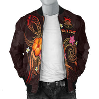 Tuvalu Polynesian Personalised Men's Bomber Jacket - Legend of Tuvalu (Red) - Polynesian Pride