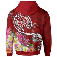 Tahiti Zip up Hoodie Turtle Plumeria (Red) - Polynesian Pride
