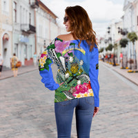 South Sea Islanders Kanakas Hibiscus Polynesia Women Off Shoulder Sweater - LT2 - Polynesian Pride