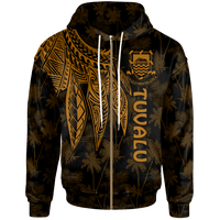 Tuvalu Zip up Hoodie Polynesian Wings (Golden) Unisex Golden - Polynesian Pride