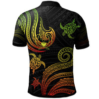 Pohnpei Custom Polo Shirt Polynesian Turtle With Pattern Reggae - Polynesian Pride