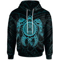 American Samoa Polynesian Hoodie Vintage Polynesian Turtle (Turquoise) Unisex Turquoise - Polynesian Pride