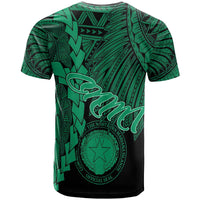 Northern Mariana Islands Polynesian T Shirt Tribal Wave Tattoo Green - Polynesian Pride