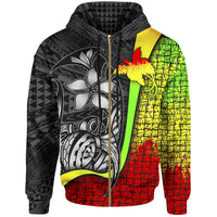 Papua New Guinea Polynesian Zip up Hoodie Reggae Turtle with Hook Unisex REGGAE - Polynesian Pride