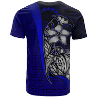 Cook Islands Polynesian T Shirt Blue Turtle with Hook - Polynesian Pride