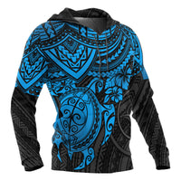 Yap Polynesian Hoodie Blue Turtle - Polynesian Pride