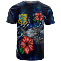 Tuvalu Polynesian T Shirt Blue Turtle Hibiscus - Polynesian Pride