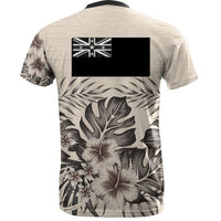 Niue T Shirt Niue Flag Beige Hibiscus Ver2 - Polynesian Pride