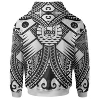 Tahiti Zip up Hoodie White Seal with Polynesian Tattoo - Polynesian Pride