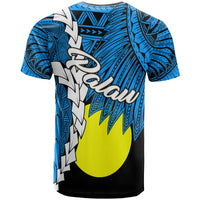 Palau Polynesian Custom T Shirt Tribal Wave Tattoo Flag Style - Polynesian Pride