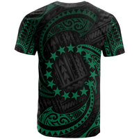 Cook Islands Polynesian Custom T Shirt Green Tribal Wave - Polynesian Pride