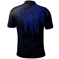 Fiji Custom Polo Polynesian Wings (Blue) - Polynesian Pride