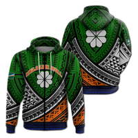 Kwajalein Atoll Tribal Pattern Hoodie LT12 Zip Hoodie Green - Polynesian Pride