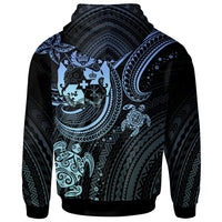 Tonga Custom Hoodie Blue Turtle - Polynesian Pride