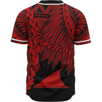 Tokelau Polynesian Baseball Shirt - Tribal Wave Tattoo Red - Polynesian Pride