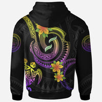 Palau Custom Hoodie Plumeria Flowers with Spiral Patterns - Polynesian Pride