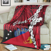Papua New Guinea Sandaun Province Polynesian Custom Personalised Blanket - Tribal Wave Tattoo - Polynesian Pride