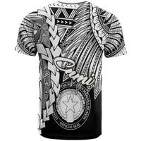 Northern Mariana Islands Polynesian Custom T Shirt Tribal Wave Tattoo White - Polynesian Pride