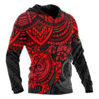 Vanuatu Polynesian Hoodie Red Turtle - Polynesian Pride