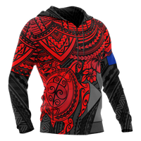 Wallis nd Futuna Polynesian Hoodie Red Turtle - Polynesian Pride