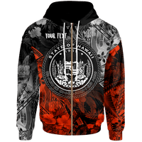 Polynesian Hawaii Custom Zip up Hoodie Vintage Polynesian Style Unisex Brown - Polynesian Pride