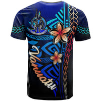 Vanuatu Custom T Shirt Blue Vintage Tribal Mountain - Polynesian Pride