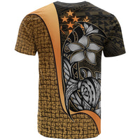 Kosrae Micronesian Custom T Shirt Gold Turtle with Hook - Polynesian Pride