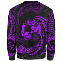 Tonga Polynesian Custom Personalised Sweater - Purple Tribal Wave - Polynesian Pride