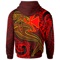 Polynesian Wallisnd Futuna Hoodie Red Shark Polynesian Tattoo - Polynesian Pride