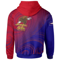 (Tukszy) American Samoa Polynesian Custom Personalized Hoodie Bald Eagle (Blue Red) - Polynesian Pride