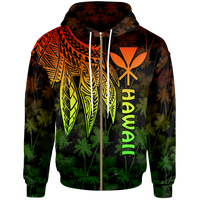 Polynesian Hawaii Kanaka Maoli Zip up Hoodie Polynesian Wings (Reggae) Unisex Reggae - Polynesian Pride