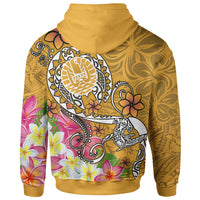 Tahiti Custom Zip up Hoodie Turtle Plumeria (Gold) - Polynesian Pride