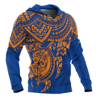 Marshall Islands Polynesian Hoodie Blue Turtle - Polynesian Pride