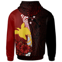 Papua New Guinea Polynesian Hoodie Bird of Paradise With Hibiscus - Polynesian Pride