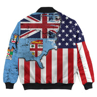 Fiji With America Flag Bomber Jacket LT10 - Polynesian Pride