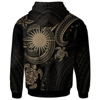 Marshall Islands Custom Zip up Hoodie Gold Turtle - Polynesian Pride