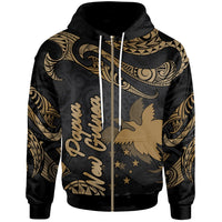 Papua New Guinea Polynesian Zip Hoodie Polynesian Tattoo Gold Version Unisex Gold - Polynesian Pride