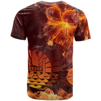 Tahiti Polynesian Custom T Shirt Fire Hibiscus - Polynesian Pride