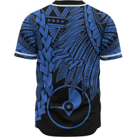 Yap Polynesian Custom Personalised Baseball Shirt - Tribal Wave Tattoo Blue - Polynesian Pride