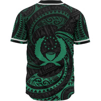 Pohnpei Polynesian Baseball Shirt - Green Tribal Wave - Polynesian Pride