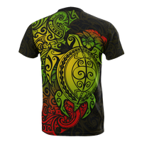 Hawaii T Shirt Polynesian Reggae Turtle Hibiscus Tattoo - Polynesian Pride
