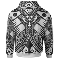 Kosrae Zip up Hoodie White Seal with Polynesian Tattoo - Polynesian Pride