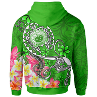 Samoa Zip up Hoodie Turtle Plumeria (Green) - Polynesian Pride