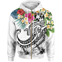 Tonga Polynesian Zip up Hoodie Summer Plumeria (White) Unisex Whitle - Polynesian Pride