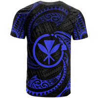 Polynesian Hawaii T Shirt Blue Tribal Wave - Polynesian Pride